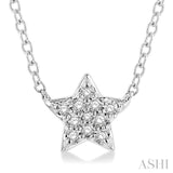 1/10 Ctw Star Round Cut Diamond Petite Fashion Pendant With Chain in 14K White Gold