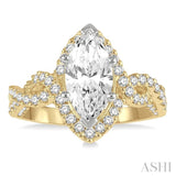 Marquise Shape Semi-Mount Diamond Halo Engagement Ring