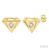 1/50 ctw Petite Diamond Shape Round Cut Diamond Fashion Stud Earring in 10K Yellow Gold