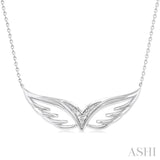 1/50 ctw Angel Wing Round Cut Diamond Fashion Pendant With Chain in Sterling Silver