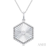 1/20 ctw Hexagon Medallion Round Cut Diamond Pendant With Chain in Sterling Silver