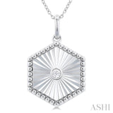 Silver Hexagon Shape Medallion Diamond Pendant