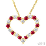 Heart Shape Gemstone & Diamond Fashion Pendant